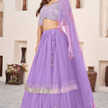 Graceful Lavender Embroidered Georgette Lehenga Choli with Soft Net Dupatta