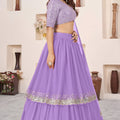 Graceful Lavender Embroidered Georgette Lehenga Choli with Soft Net Dupatta