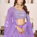 Graceful Lavender Embroidered Georgette Lehenga Choli with Soft Net Dupatta