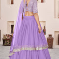 Graceful Lavender Embroidered Georgette Lehenga Choli with Soft Net Dupatta