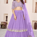Graceful Lavender Embroidered Georgette Lehenga Choli with Soft Net Dupatta