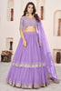 Graceful Lavender Embroidered Georgette Lehenga Choli with Soft Net Dupatta