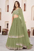 Fresh Pista Green Embroidered Georgette Lehenga Choli with Soft Net Dupatta