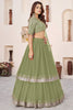 Fresh Pista Green Embroidered Georgette Lehenga Choli with Soft Net Dupatta