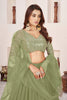 Fresh Pista Green Embroidered Georgette Lehenga Choli with Soft Net Dupatta