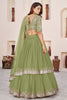 Fresh Pista Green Embroidered Georgette Lehenga Choli with Soft Net Dupatta