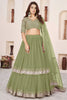 Fresh Pista Green Embroidered Georgette Lehenga Choli with Soft Net Dupatta