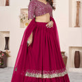 Lovable Rani Pink Embroidered Georgette Lehenga Choli with Soft Net Dupatta