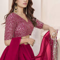 Lovable Rani Pink Embroidered Georgette Lehenga Choli with Soft Net Dupatta