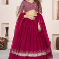 Lovable Rani Pink Embroidered Georgette Lehenga Choli with Soft Net Dupatta