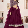 Superb Maroon Embroidered Georgette Lehenga Choli with Soft Net Dupatta