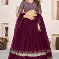 Superb Maroon Embroidered Georgette Lehenga Choli with Soft Net Dupatta