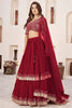 Charming Red Embroidered Georgette Lehenga Choli with Soft Net Dupatta