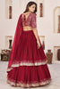 Charming Red Embroidered Georgette Lehenga Choli with Soft Net Dupatta