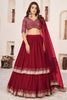 Charming Red Embroidered Georgette Lehenga Choli with Soft Net Dupatta