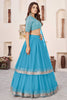 Glorious Sky Blue Embroidered Georgette Lehenga Choli with Soft Net Dupatta