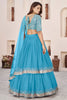 Glorious Sky Blue Embroidered Georgette Lehenga Choli with Soft Net Dupatta