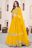 Vibrant Mustard Yellow Embroidered Georgette Lehenga Choli with Soft Net Dupatta