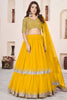 Vibrant Mustard Yellow Embroidered Georgette Lehenga Choli with Soft Net Dupatta