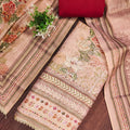 Premium Peach Floral Printed Viscose Straight Salwar Suit with Dupatta
