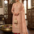 Premium Peach Floral Printed Viscose Straight Salwar Suit with Dupatta
