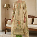 Festive Beige Floral Printed Viscose Straight Salwar Suit with Dupatta