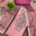 Graceful Rose Pink Floral Printed Viscose Straight Salwar Suit with Dupatta