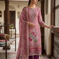 Graceful Rose Pink Floral Printed Viscose Straight Salwar Suit with Dupatta