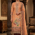 Trendy Rust Orange Floral Printed Viscose Straight Salwar Suit with Dupatta