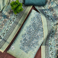 Amazing Teal Green Floral Printed Viscose Straight Salwar Suit with Dupatta