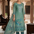 Amazing Teal Green Floral Printed Viscose Straight Salwar Suit with Dupatta