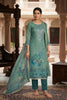 Amazing Teal Green Floral Printed Viscose Straight Salwar Suit with Dupatta
