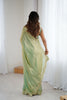 Pista Green Tissue Silk Saree Gold Embroidered Border Designer Saree