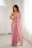 Pink Tissue Silk Saree Gold Embroidered Border Designer Saree
