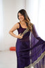 Deep Purple Tissue Silk Saree Gold Embroidered Border Designer Saree
