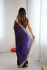 Deep Purple Tissue Silk Saree Gold Embroidered Border Designer Saree
