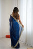 Navy Blue Tissue Silk Saree Gold Embroidered Border Designer Saree