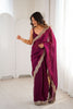 Rani Pink Tissue Silk Saree Gold Embroidered Border Designer Saree 