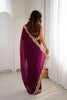 Rani Pink Tissue Silk Saree Gold Embroidered Border Designer Saree