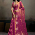 Rani Pink Banarasi Silk Saree Gold Zari Weaving Designer Saree