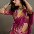 Rani Pink Banarasi Silk Saree Gold Zari Weaving Designer Saree
