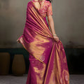 Rani Pink Banarasi Silk Saree Gold Zari Weaving Designer Saree