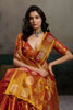 Red Mustard Banarasi Silk Saree Gold Zari Weaving Designer Wear Saree