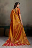 Red Mustard Banarasi Silk Saree Gold Zari Weaving Designer Wear Saree