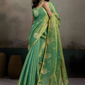  Mehendi Green Banarasi Silk Saree Gold Zari Weaving Designer Saree 