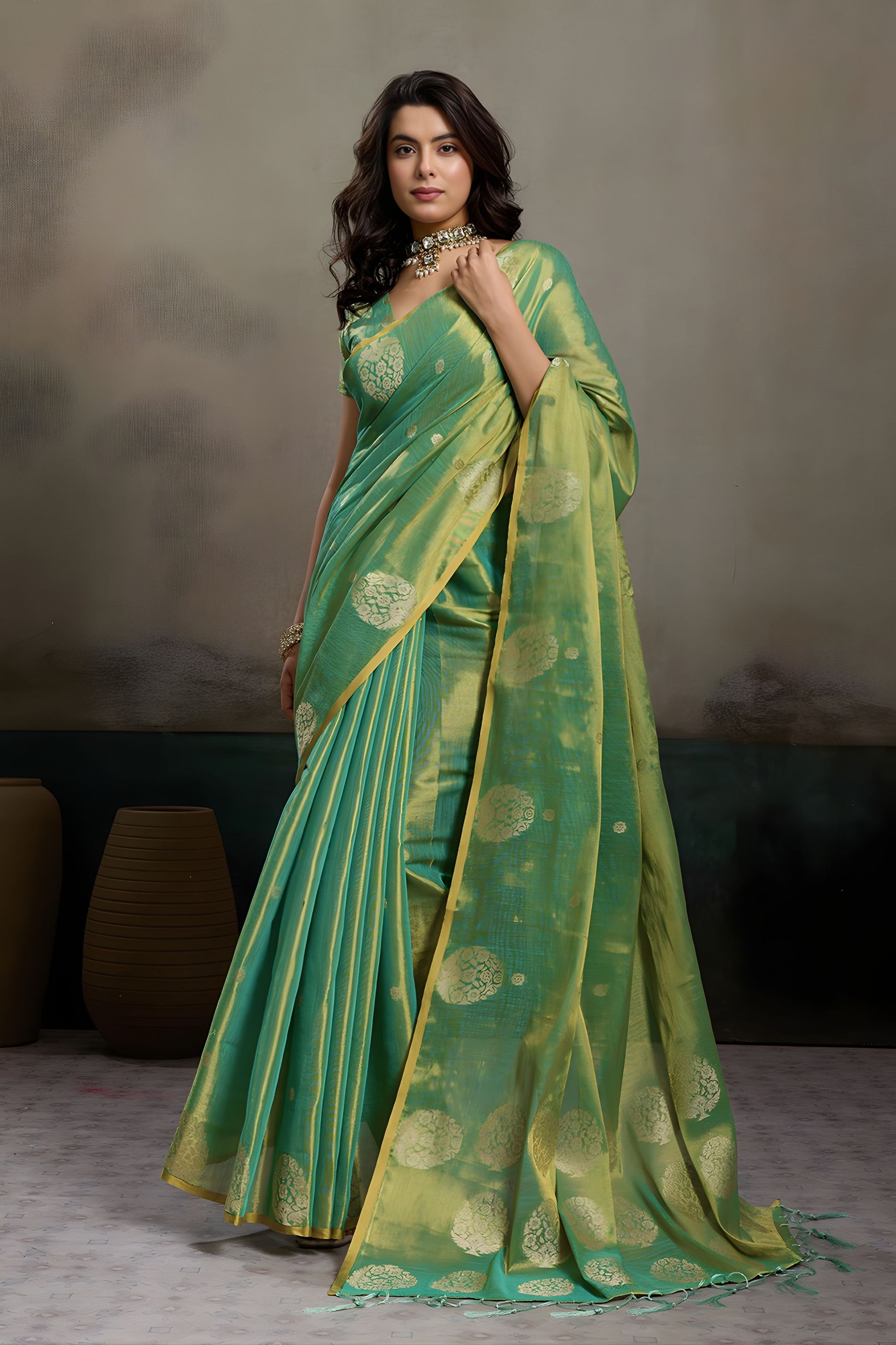  Mehendi Green Banarasi Silk Saree Gold Zari Weaving Designer Saree 