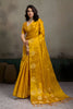 Mustard Yellow Silk Blend Woven Designer Saree Traditional Motifs Blouse 