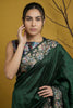Dark Green Silk Saree loral Print Border Designer Saree