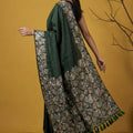 Dark Green Silk Saree loral Print Border Designer Saree