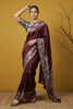 Wine Maroon Silk Saree Floral Printed Border Designer Saree